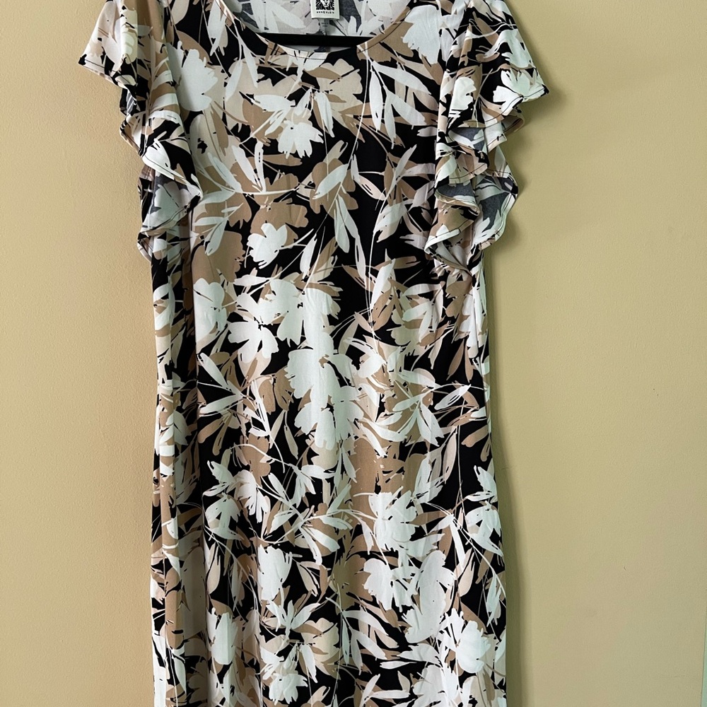 Anne Klein Black & Tan Floral Dress